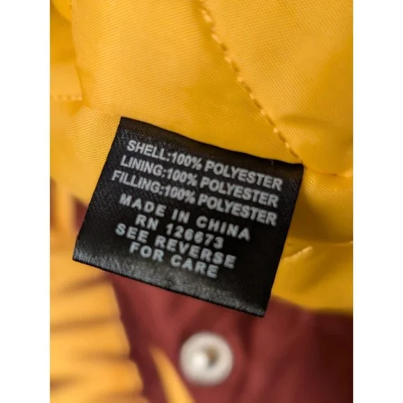 Washington Commanders Bomber Varsity Satin Jacket Mens Medium Full Snap Burgundy - Picture 15 of 16